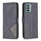 For Nokia G22 Magnetic Buckle Rhombus Texture Leather Phone Case(Black) - 1