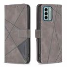 For Nokia G22 Magnetic Buckle Rhombus Texture Leather Phone Case(Grey) - 1