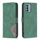 For Nokia G22 Magnetic Buckle Rhombus Texture Leather Phone Case(Green) - 1