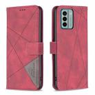 For Nokia G22 Magnetic Buckle Rhombus Texture Leather Phone Case(Red) - 1