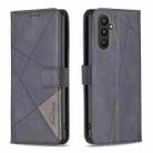 For Samsung Galaxy A24 4G Magnetic Buckle Rhombus Texture Leather Phone Case(Black) - 1