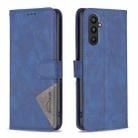 For Samsung Galaxy A24 4G Magnetic Buckle Rhombus Texture Leather Phone Case(Blue) - 1