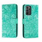 For Samsung Galaxy A24 5G Lace Flower Embossing Flip Leather Phone Case(Green) - 1