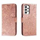 For Samsung Galaxy A34 5G Lace Flower Embossing Flip Leather Phone Case(Rose Gold) - 1