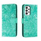 For Samsung Galaxy A34 5G Lace Flower Embossing Flip Leather Phone Case(Green) - 1