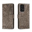 For Samsung Galaxy A54 5G Lace Flower Embossing Flip Leather Phone Case(Grey) - 1