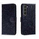 For Samsung Galaxy S23 5G Lace Flower Embossing Flip Leather Phone Case(Dark Blue) - 1