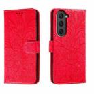 For Samsung Galaxy S23 5G Lace Flower Embossing Flip Leather Phone Case(Red) - 1