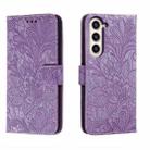 For Samsung Galaxy S23+ 5G Lace Flower Embossing Flip Leather Phone Case(Purple) - 1