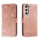 For Samsung Galaxy S23+ 5G Lace Flower Embossing Flip Leather Phone Case(Rose Gold) - 1