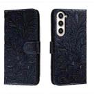 For Samsung Galaxy S23+ 5G Lace Flower Embossing Flip Leather Phone Case(Dark Blue) - 1