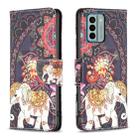 For Nokia G22 Colored Drawing Leather Phone Case(Flowers Elephant) - 1