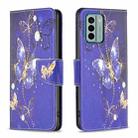 For Nokia G22 Colored Drawing Leather Phone Case(Purple Butterfly) - 1