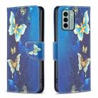For Nokia G22 Colored Drawing Leather Phone Case(Gold Butterfly) - 1