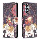 For Samsung Galaxy M14 5G Colored Drawing Leather Phone Case(Flowers Elephant) - 1