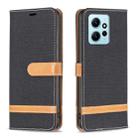 For Xiaomi Redmi Note 12 4G Global Color Block Denim Texture Leather Phone Case(Black) - 1