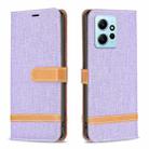 For Xiaomi Redmi Note 12 4G Global Color Block Denim Texture Leather Phone Case(Purple) - 1