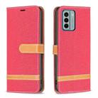 For Nokia G22 Color Block Denim Texture Leather Phone Case(Red) - 1
