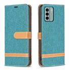 For Nokia G22 Color Block Denim Texture Leather Phone Case(Green) - 1