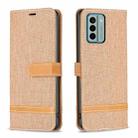 For Nokia G22 Color Block Denim Texture Leather Phone Case(Brown) - 1