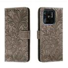 For Xiaomi Redmi 10C Lace Flower Embossing Flip Leather Phone Case(Grey) - 1