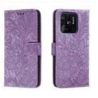 For Xiaomi Redmi 10C Lace Flower Embossing Flip Leather Phone Case(Purple) - 1