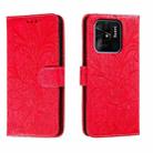For Xiaomi Redmi 10C Lace Flower Embossing Flip Leather Phone Case(Red) - 1