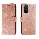 For Xiaomi Redmi 12C Lace Flower Embossing Flip Leather Phone Case(Rose Gold) - 1