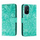 For Xiaomi Redmi 12C Lace Flower Embossing Flip Leather Phone Case(Green) - 1