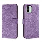 For Xiaomi Redmi A1 Lace Flower Embossing Flip Leather Phone Case(Purple) - 1