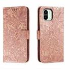 For Xiaomi Redmi A1 Lace Flower Embossing Flip Leather Phone Case(Rose Gold) - 1