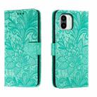 For Xiaomi Redmi A1 Lace Flower Embossing Flip Leather Phone Case(Green) - 1