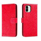 For Xiaomi Redmi A1 Lace Flower Embossing Flip Leather Phone Case(Red) - 1