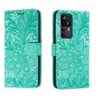 For Xiaomi Redmi K50 Ultra Lace Flower Embossing Flip Leather Phone Case(Green) - 1