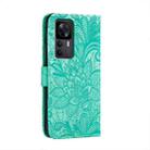For Xiaomi Redmi K50 Ultra Lace Flower Embossing Flip Leather Phone Case(Green) - 3