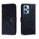 For Xiaomi Redmi Note 12 Pro Lace Flower Embossing Flip Leather Phone Case(Dark Blue) - 1