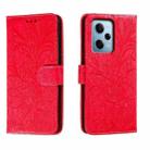 For Xiaomi Redmi Note 12 Pro Lace Flower Embossing Flip Leather Phone Case(Red) - 1