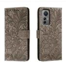 For Xiaomi 12 Lite Lace Flower Embossing Flip Leather Phone Case(Grey) - 1