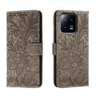 For Xiaomi 13 Lace Flower Embossing Flip Leather Phone Case(Grey) - 1