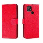 For Xiaomi Poco C40 Lace Flower Embossing Flip Leather Phone Case(Red) - 1