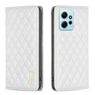 For Xiaomi Redmi Note 12 4G Global Diamond Lattice Magnetic Leather Flip Phone Case(White) - 1