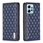 For Xiaomi Redmi Note 12 4G Global Diamond Lattice Magnetic Leather Flip Phone Case(Blue) - 1