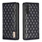 For Samsung Galaxy A24 4G Diamond Lattice Magnetic Leather Flip Phone Case(Black) - 1