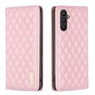 For Samsung Galaxy A24 4G Diamond Lattice Magnetic Leather Flip Phone Case(Pink) - 1