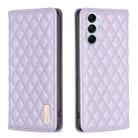 For Samsung Galaxy M14 5G Diamond Lattice Magnetic Leather Flip Phone Case(Purple) - 1