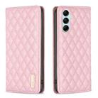 For Samsung Galaxy M14 5G Diamond Lattice Magnetic Leather Flip Phone Case(Pink) - 1