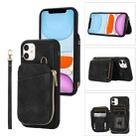 For iPhone 11 Zipper Card Bag Back Cover Phone Case(Black) - 1