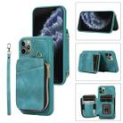 For iPhone 11 Pro Zipper Card Bag Back Cover Phone Case(Turquoise) - 1