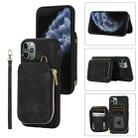 For iPhone 11 Pro Max Zipper Card Bag Back Cover Phone Case(Black) - 1