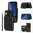 For iPhone XR Zipper Card Bag Back Cover Phone Case(Black) - 1